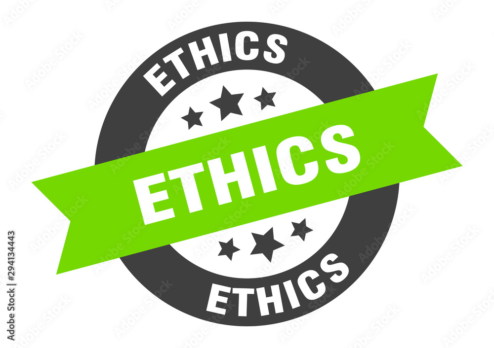 ethics sign. ethics black-green round ribbon sticker ethics sign. ethics black-green round ribbon sticker
