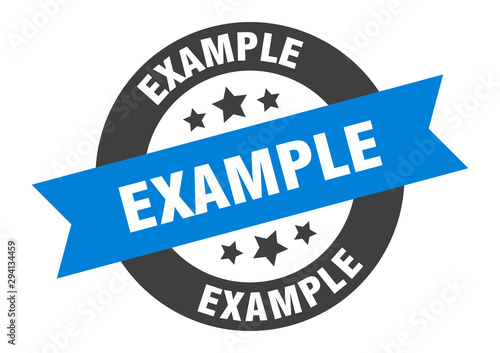 example sign. example blue-black round ribbon sticker
