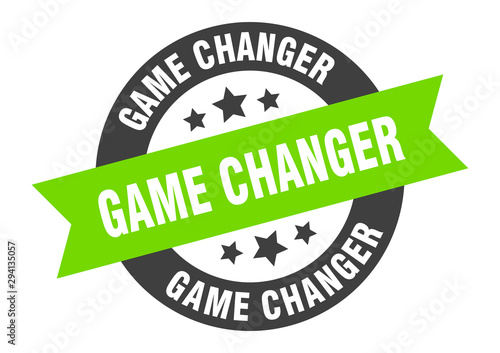 Foto game changer sign. game changer black-green round ribbon sticker