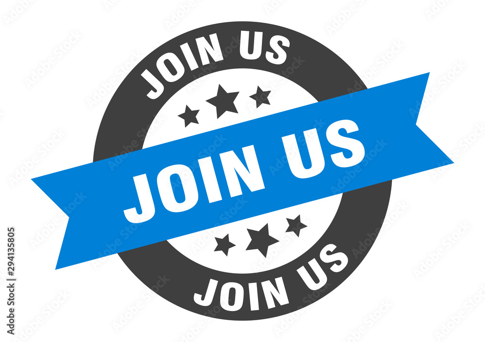 Fototapeta premium join us sign. join us blue-black round ribbon sticker
