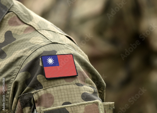 Flag of Taiwan on military uniform (collage).