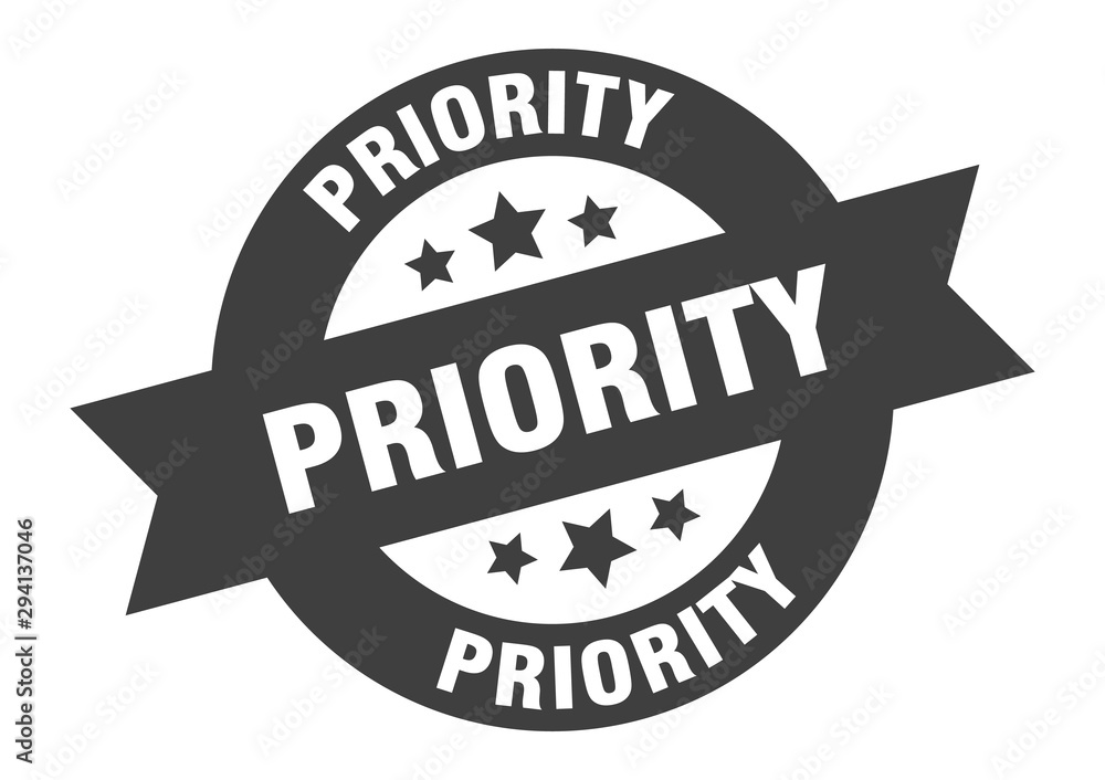 Fototapeta premium priority sign. priority black round ribbon sticker
