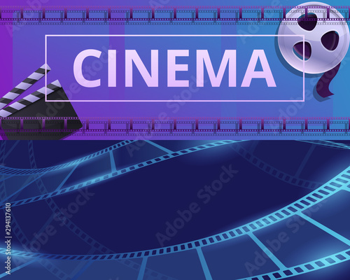 Cinema filmstrip banner set. Cartoon illustration of cinema filmstrip vector banner set for web design