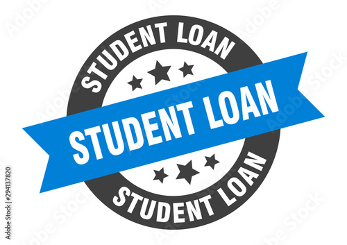 student loan sign. student loan blue-black round ribbon sticker