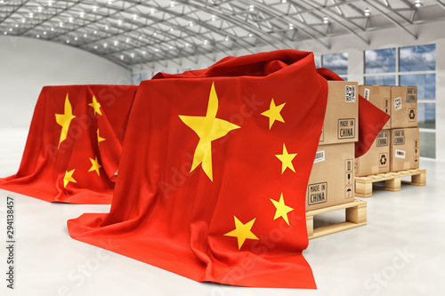 Photography Freight transportation of goods made in China, shipping and delivery concept, di