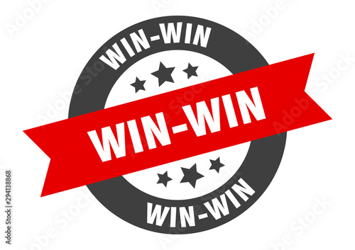 win-win sign. win-win black-red round ribbon sticker