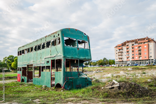 Green metal body of the old buses  © caocao191