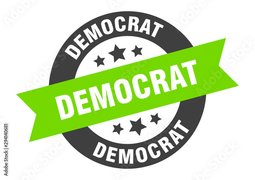 democrat sign. democrat black-green round ribbon sticker