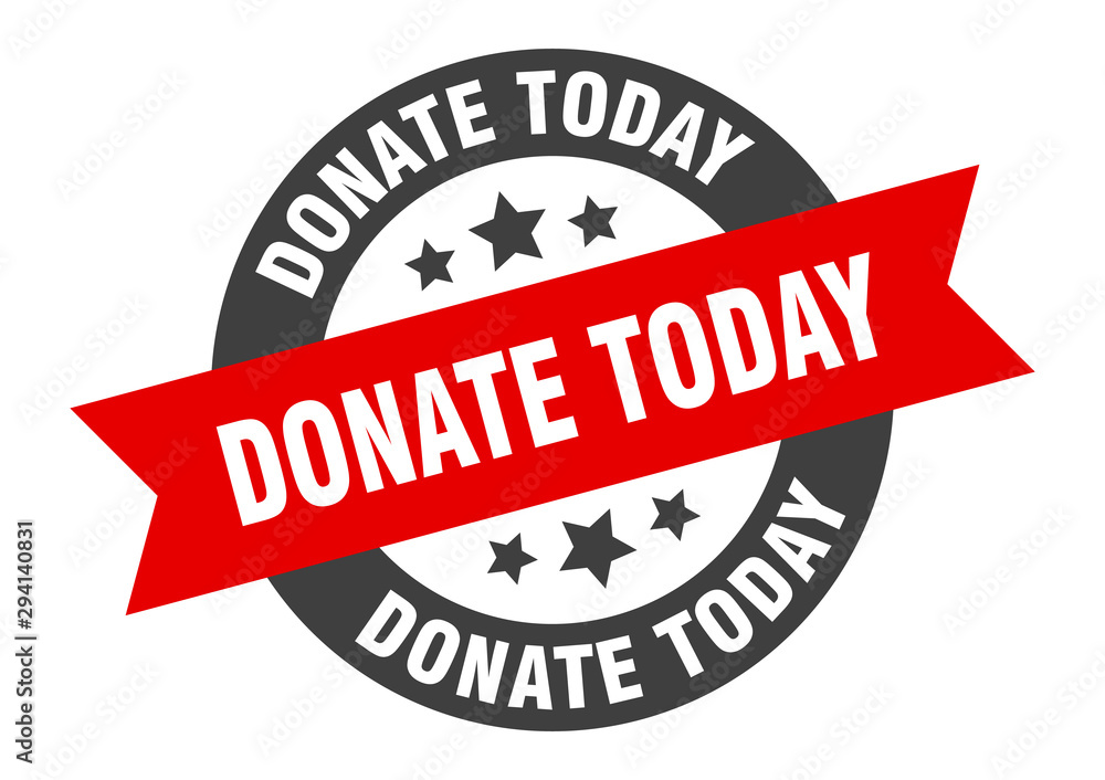 Fototapeta premium donate today sign. donate today black-red round ribbon sticker