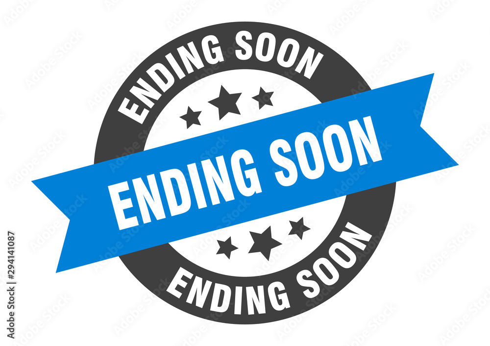Obraz premium ending soon sign. ending soon blue-black round ribbon sticker