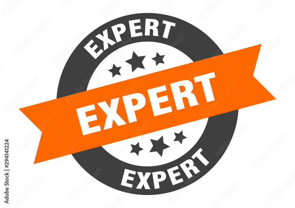 Fototapeta premium expert sign. expert orange-black round ribbon sticker