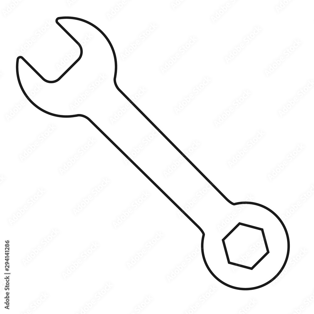 Wrench icon in flat style isolated on white background. Spanner symbol for your web site design, logo, app, UI etc Wrench icon in flat style isolated on white background. Spanner symbol for your web site design, logo, app, UI etc