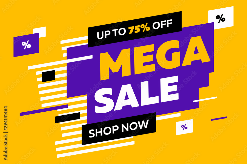 Abstract diagonal forms for sale flyers on yellow background. Dynamic shapes and lines, Mega Sale, Shop now text. Vector illustration for advertising design, banner and poster templates Abstract diagonal forms for sale flyers on yellow background. Dynamic shapes and lines, Mega Sale, Shop now text. Vector illustration for advertising design, banner and poster templates