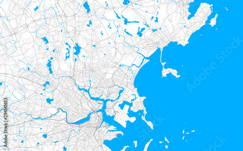 Rich detailed vector map of Revere, Massachusetts, United States of America