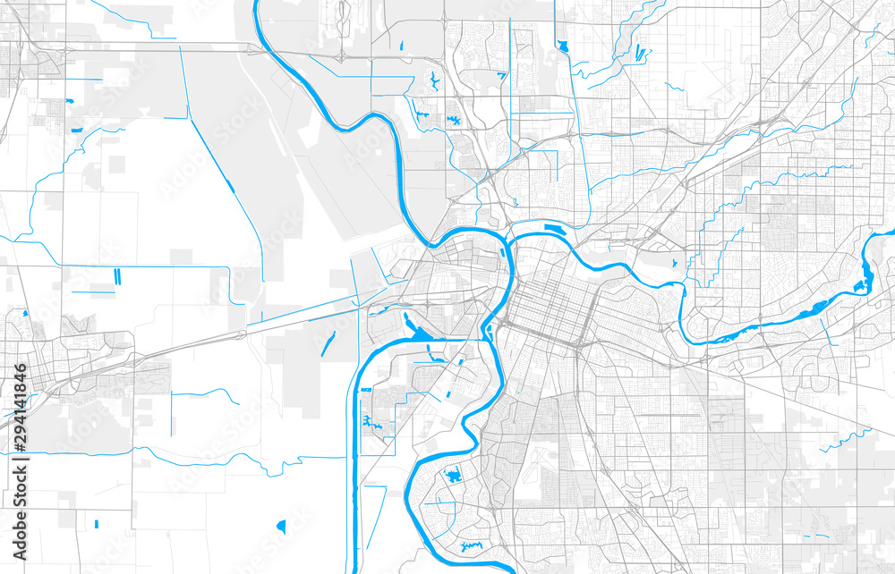 Rich detailed vector map of West Sacramento, California, United States of America