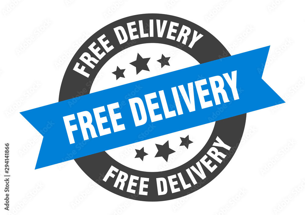 Fototapeta premium free delivery sign. free delivery blue-black round ribbon sticker