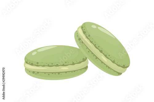 Sweet macarons dessert. French dessert macaroons in cartoon style. Vector illustration.