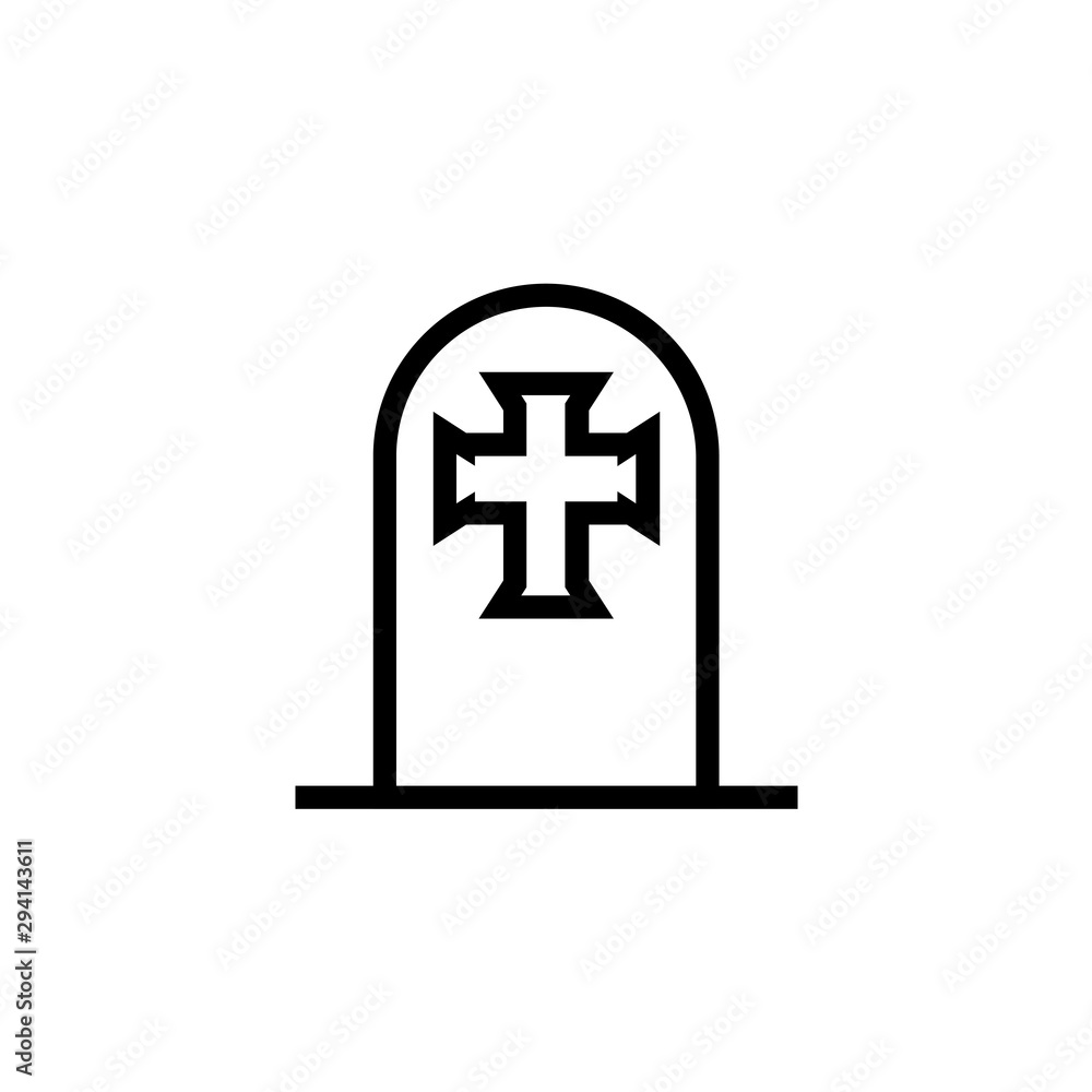 Tombstone cross icon line element. Vector illustration of tombstone cross icon line isolated on clean background for your web mobile app logo design. Tombstone cross icon line element. Vector illustration of tombstone cross icon line isolated on clean background for your web mobile app logo design.