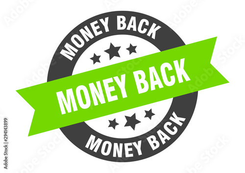 money back sign. money back black-green round ribbon sticker