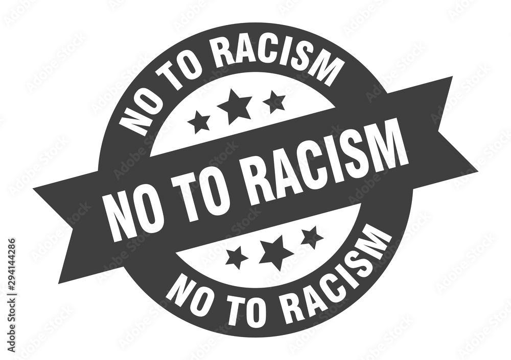 no to racism sign. no to racism black round ribbon sticker no to racism sign. no to racism black round ribbon sticker