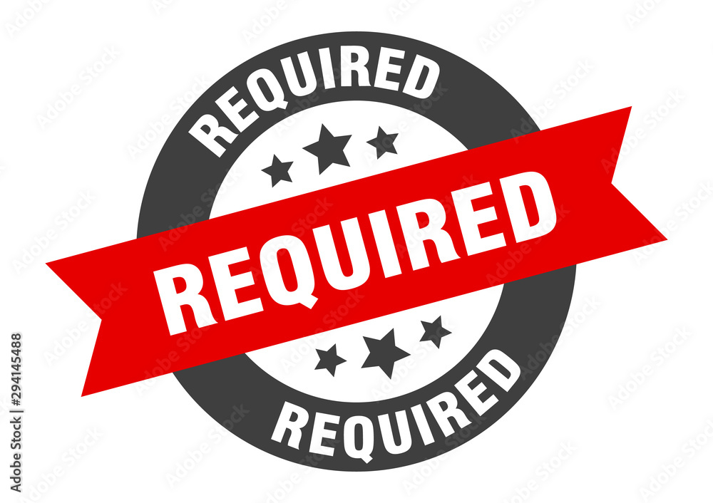 Fototapeta premium required sign. required black-red round ribbon sticker
