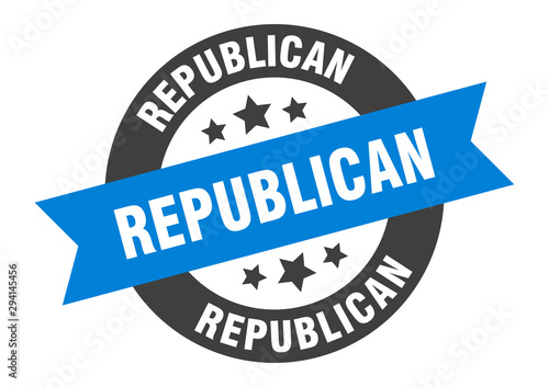 republican sign. republican blue-black round ribbon sticker