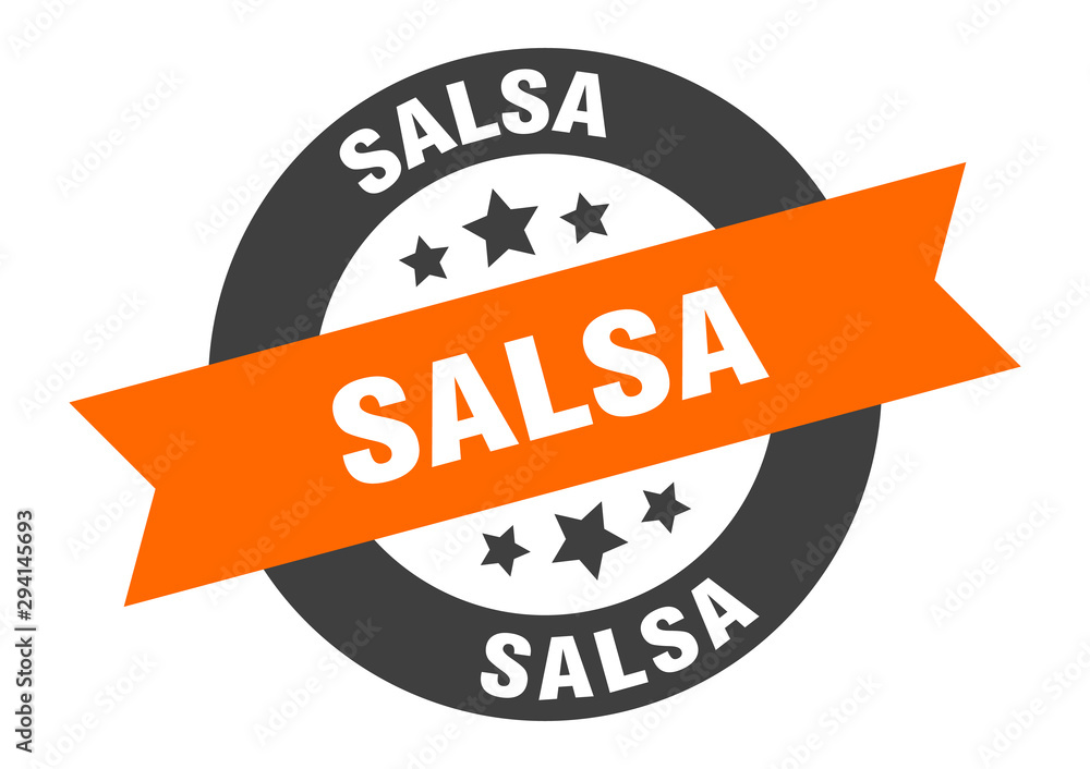 Fototapeta premium salsa sign. salsa orange-black round ribbon sticker