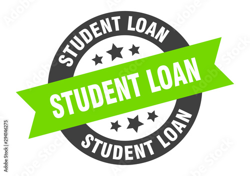 student loan sign. student loan black-green round ribbon sticker
