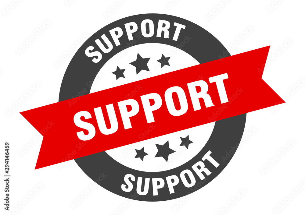 Fototapeta premium support sign. support black-red round ribbon sticker