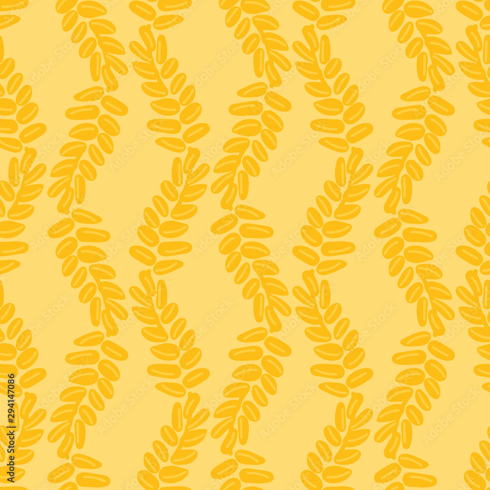 A seamless vector pattern with yellow wheat shapes. Surface print design. A seamless vector pattern with yellow wheat shapes. Surface print design.