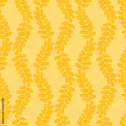 A seamless vector pattern with yellow wheat shapes. Surface print design.