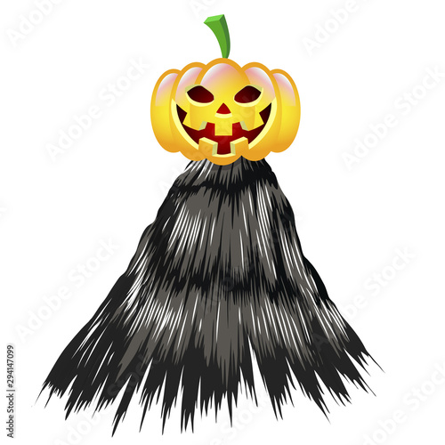 Halloween pumpkin with a cloak, vector art illustration.
