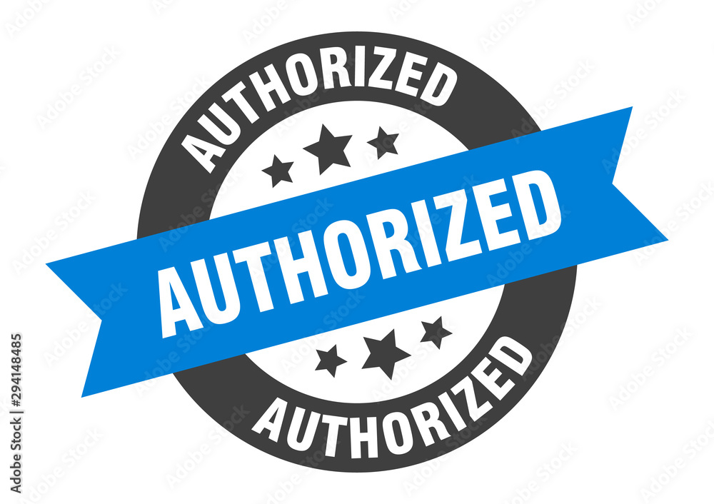 Fototapeta premium authorized sign. authorized blue-black round ribbon sticker