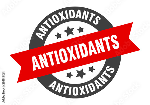 antioxidants sign. antioxidants black-red round ribbon sticker