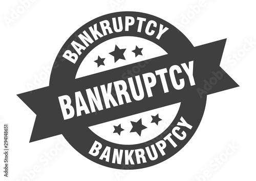 bankruptcy sign. bankruptcy black round ribbon sticker
