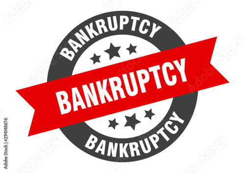 bankruptcy sign. bankruptcy black-red round ribbon sticker
