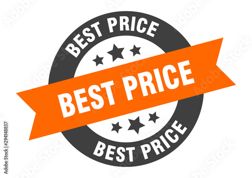 best price sign. best price orange-black round ribbon sticker