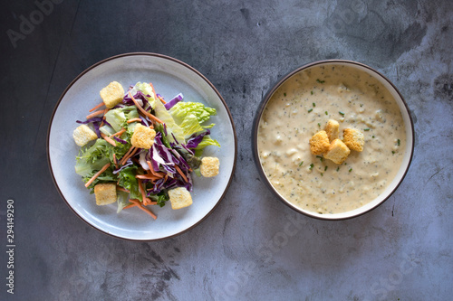 Broccoli Cheese Soup and Salad
