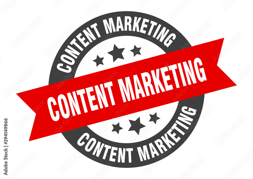 Obraz premium content marketing sign. content marketing black-red round ribbon sticker