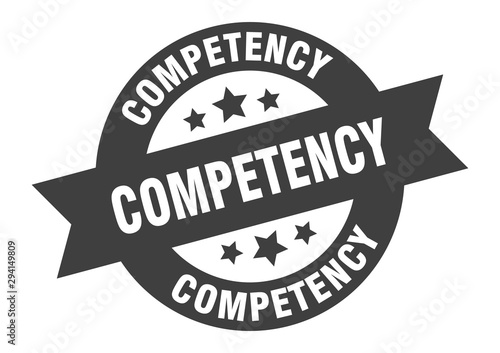 competency sign. competency black round ribbon sticker