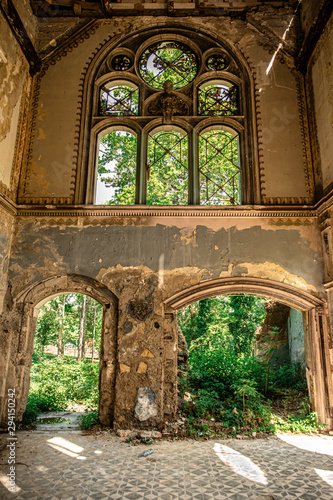 Old abandoned aristocratic house in decay.