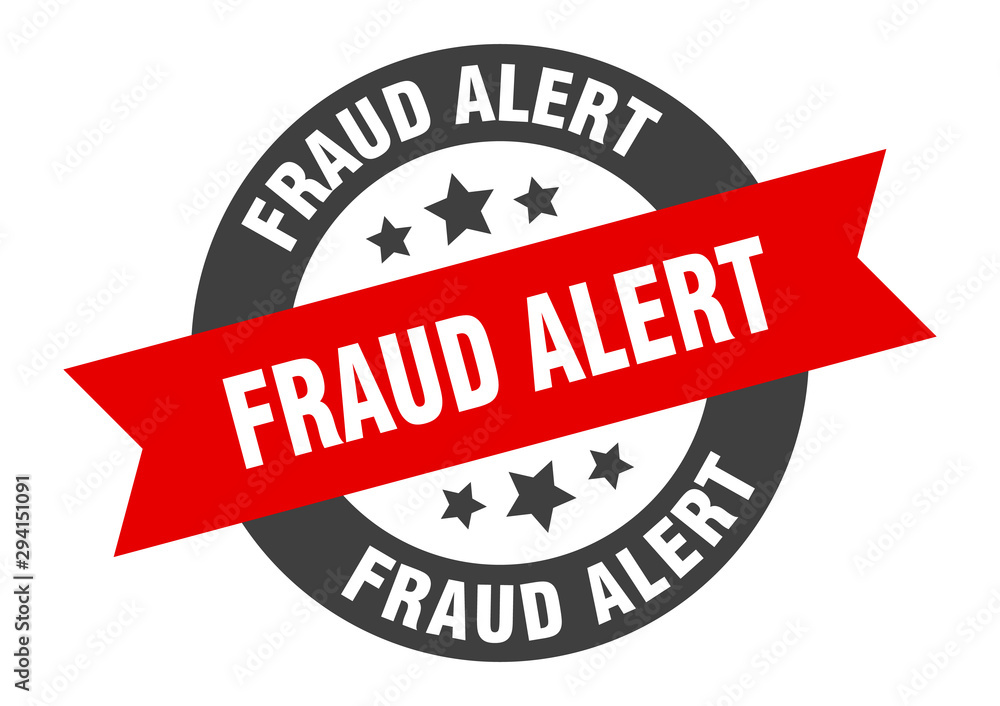 Fototapeta premium fraud alert sign. fraud alert black-red round ribbon sticker