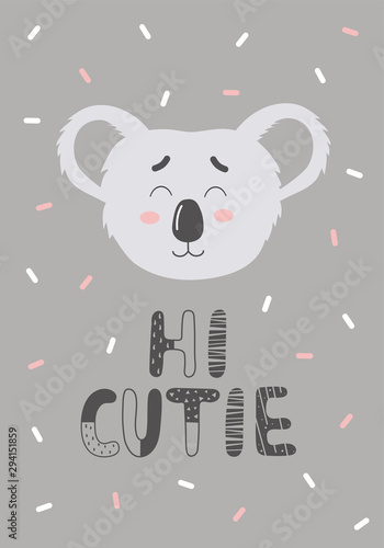 Letter hi cutie with koala