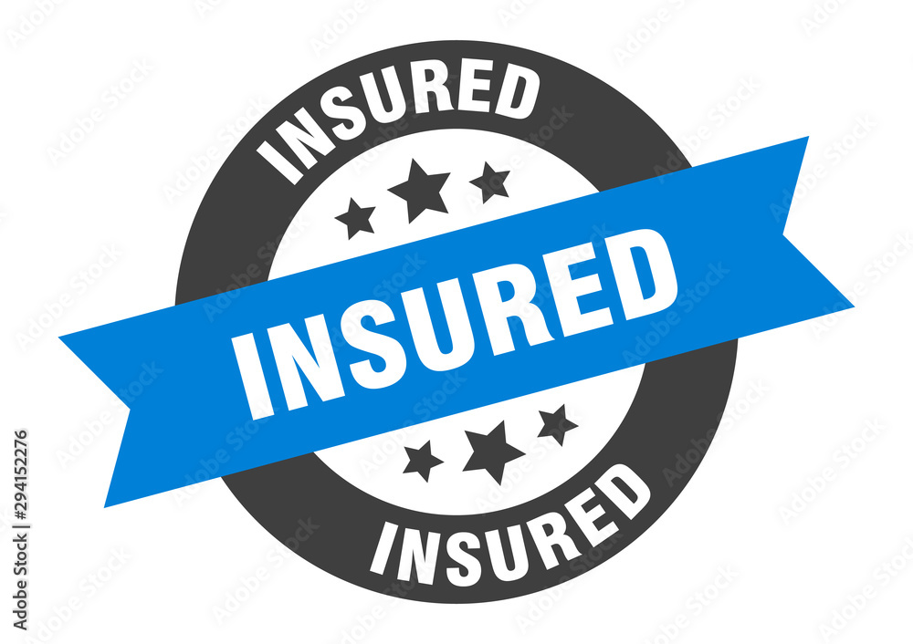 Fototapeta premium insured sign. insured blue-black round ribbon sticker
