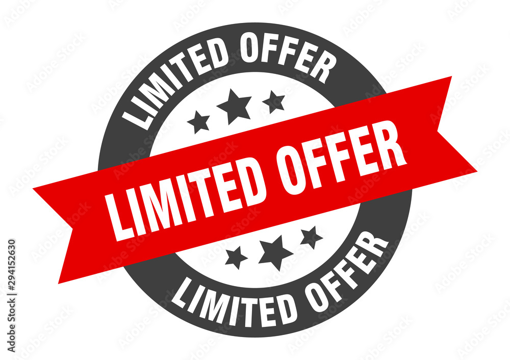 Fototapeta premium limited offer sign. limited offer black-red round ribbon sticker