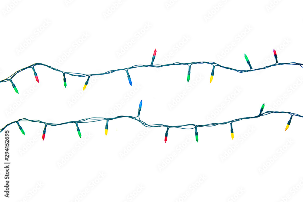 String of christmas lights isolated on white background With clipping path. String of christmas lights isolated on white background With clipping path.