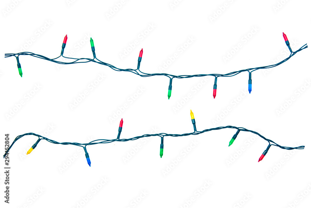 String of christmas lights isolated on white background With clipping path. String of christmas lights isolated on white background With clipping path.