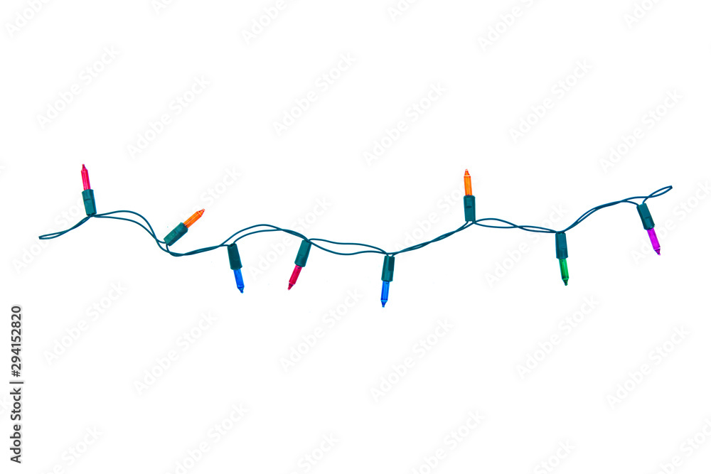 Christmas lights string isolated on white background With clipping path. Christmas lights string isolated on white background With clipping path.
