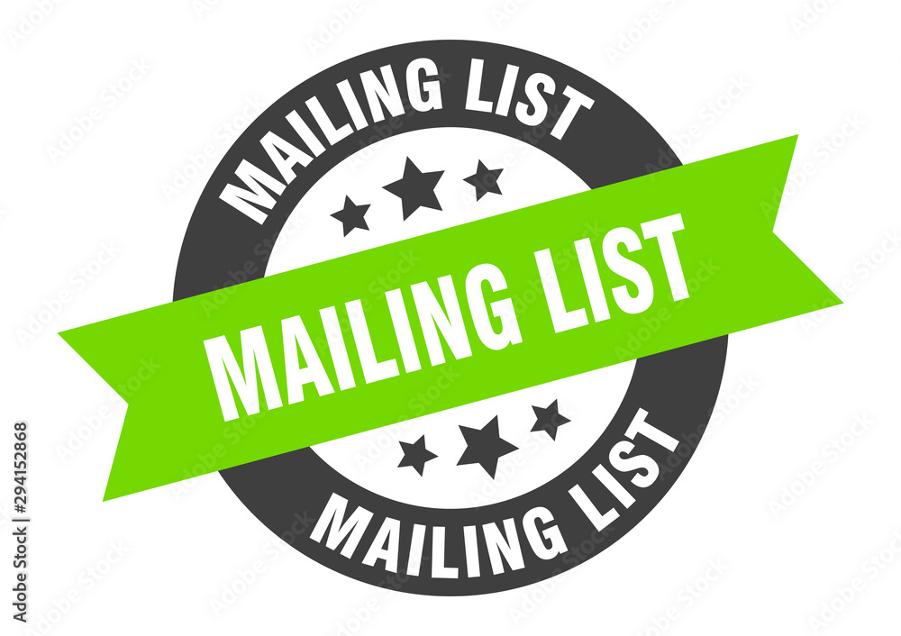 Obraz premium mailing list sign. mailing list black-green round ribbon sticker
