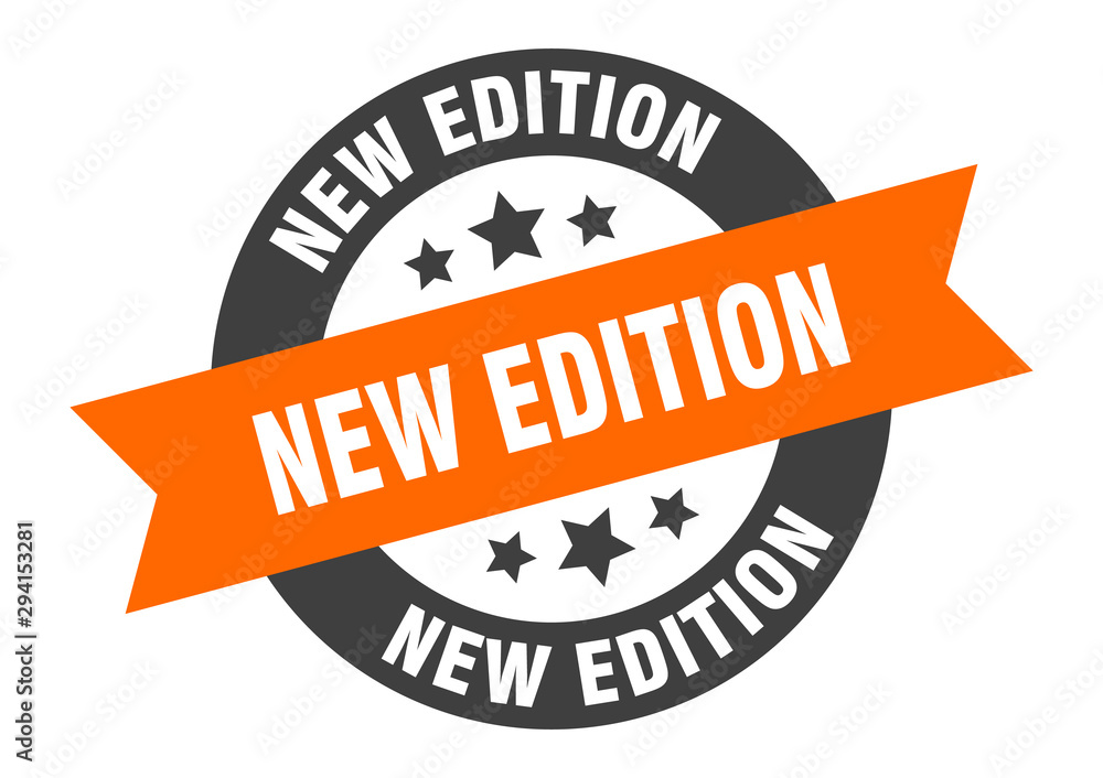 Fototapeta premium new edition sign. new edition orange-black round ribbon sticker